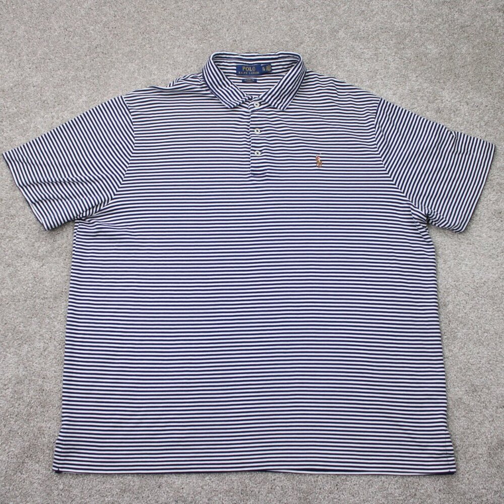 Polo Ralph Lauren Shirt‎ Mens XL Black/White Classic Fit Flesh Pony Cotton S/S
